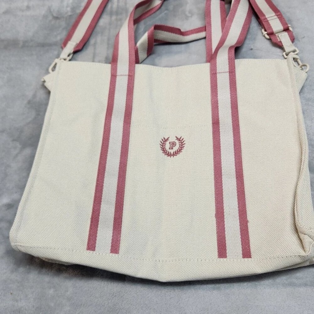 Victoria's Secret Pink & White Crossbody Canvas Tote Bag